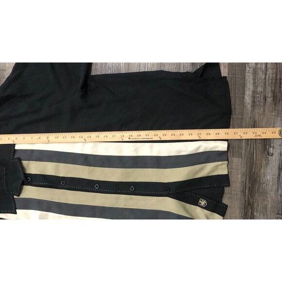 Nat Nast Black & Cream Striped Silk Large Button Up Shirt Sleeve Shirt - Picture 6 of 6